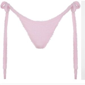NWT SKIMS Fuzzy Knits Tie Side Thong Baby Pink